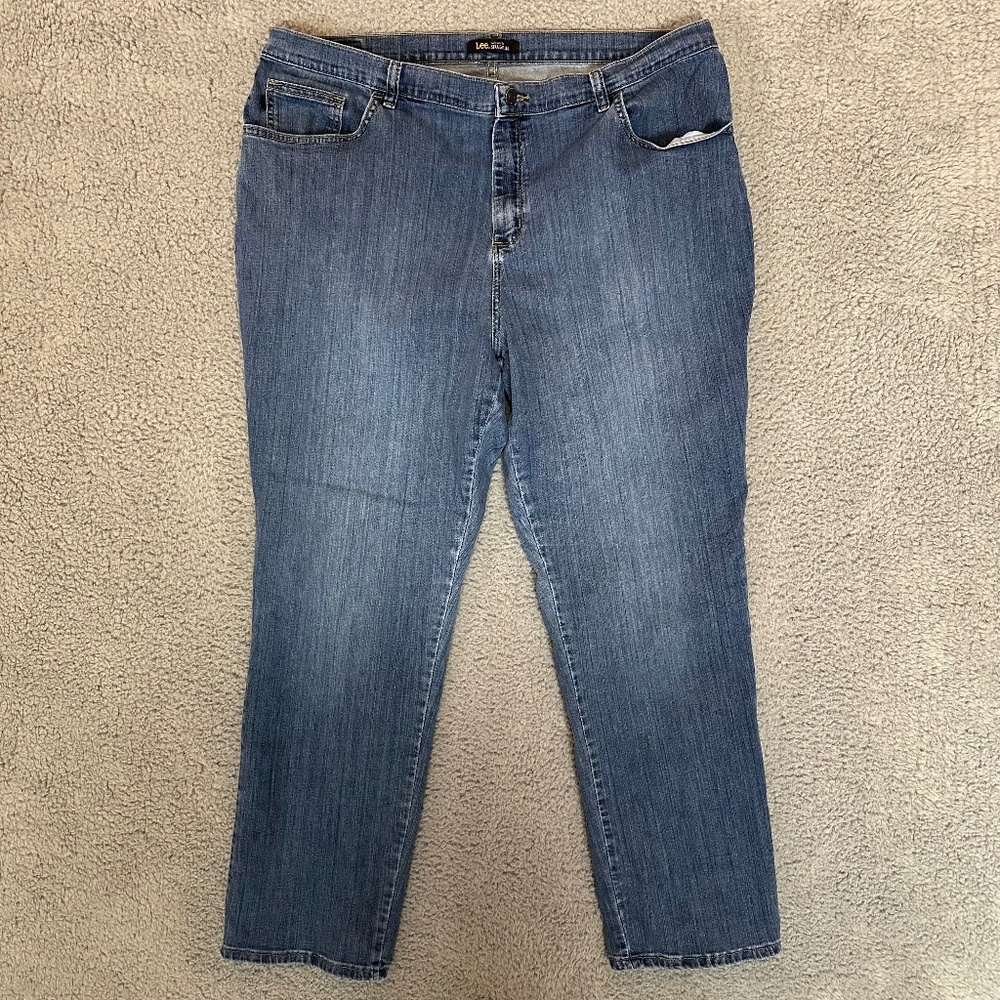 Lee Relaxed Fit Straight Leg Womens Jeans Blue Size 20W Medium Denim
